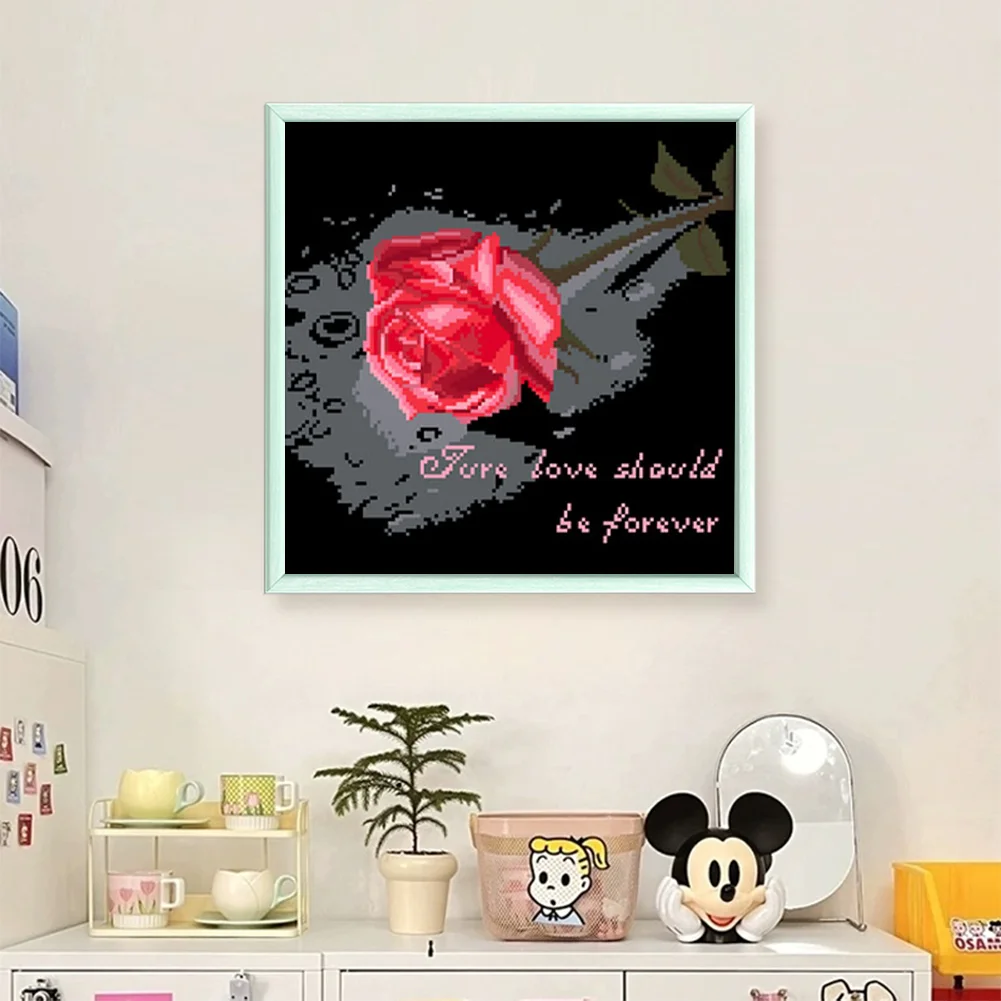 9CT Full Stamped Cross Stitch Bead Embroidery- Flower(Canvas|35*35CM)