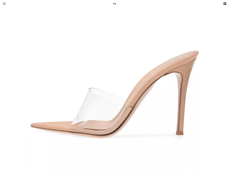 Custom Made Nude and Clear Pointy Toe Mule Heels Vdcoo