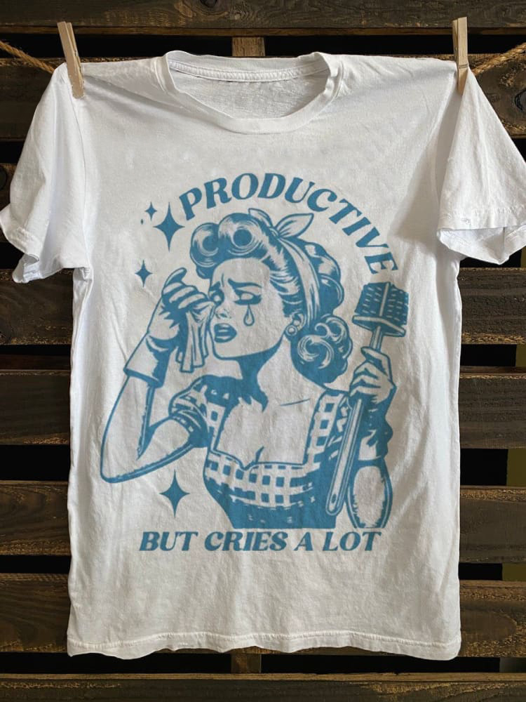 Productive But Cries A Lot Graphic Print Unisex Classic T-shirt