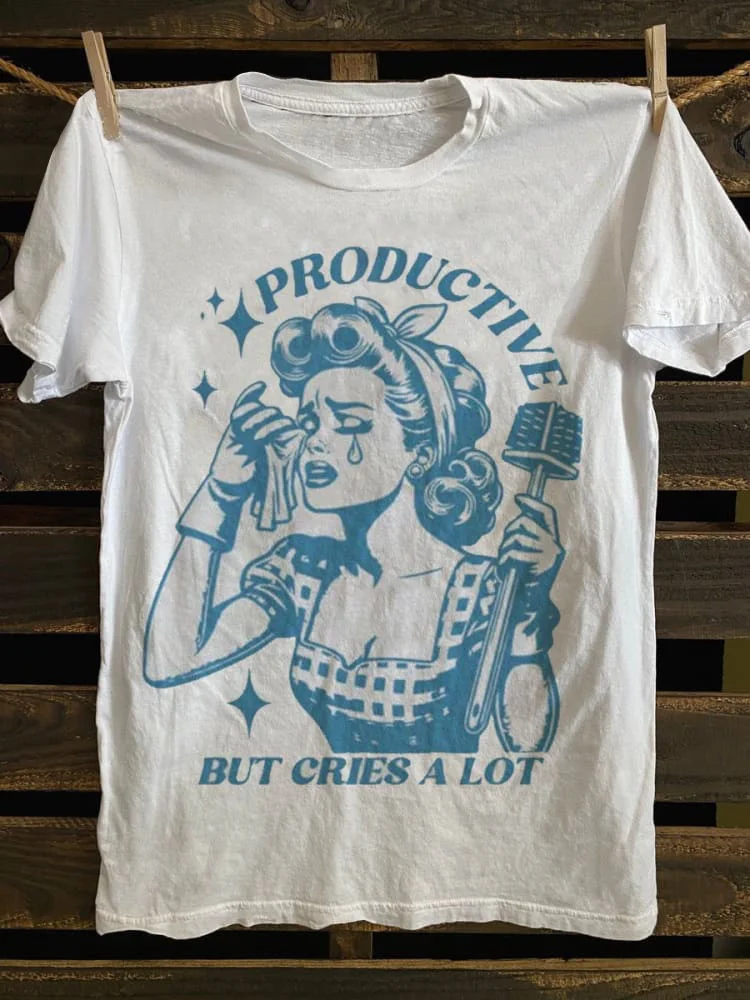 Productive But Cries A Lot Graphic Print Unisex Classic T-shirt