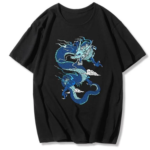 Streetwear Vintage Chinese Dragon Print T-shirt SP340