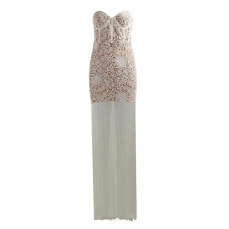 Promsstyle Promsstyle Strapless lace tassel sexy evening dress Prom Dress 2023