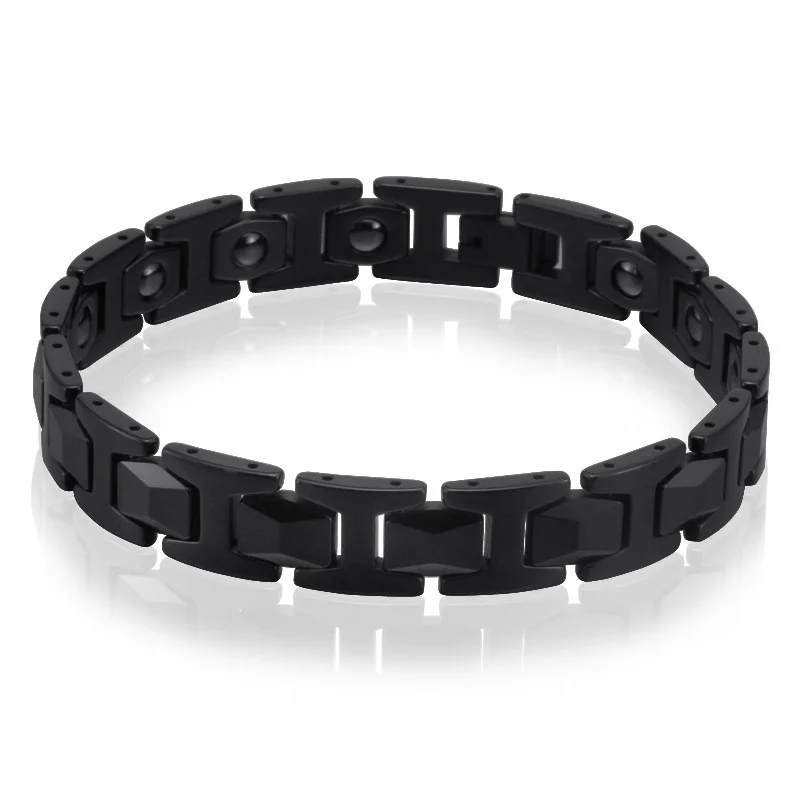 Women's Or Men's Black Real Tungsten Carbide Hologram Energy Bracelets Unisex Fashion 215mm Link Chain Bangles For Mens And Womens