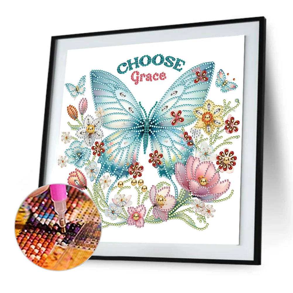Diamond Painting - Partial Special Shaped Drill - Butterfly(Canvas|30*30cm)