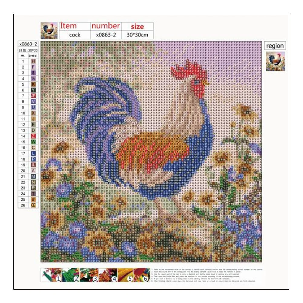 Diamond Painting - Full Round Drill - Standing Cock(30*30cm)