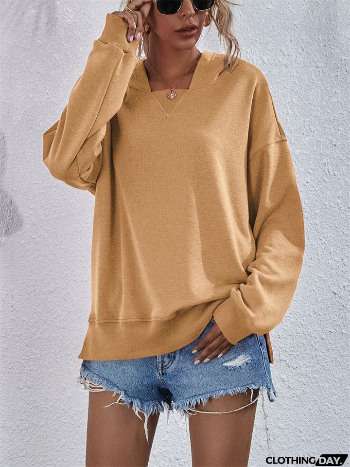 Chic Loose-fitting Comfy Fleece Square Collar Hoodies