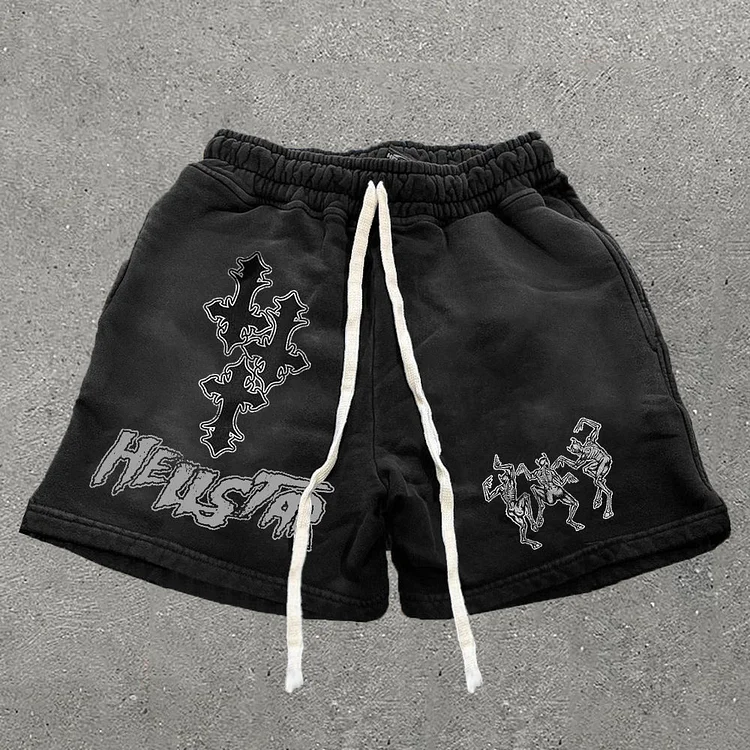 Casual Cross Print Knit Shorts