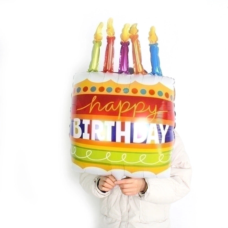 2 Pieces Birthday Cake Aluminum Film Party Balloon