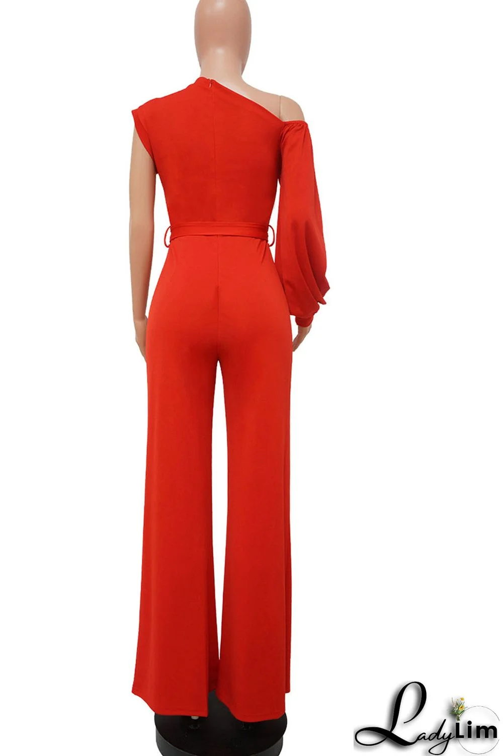 Black Fashion Casual Solid Patchwork Asymmetrical Asymmetrical Collar Straight Jumpsuits