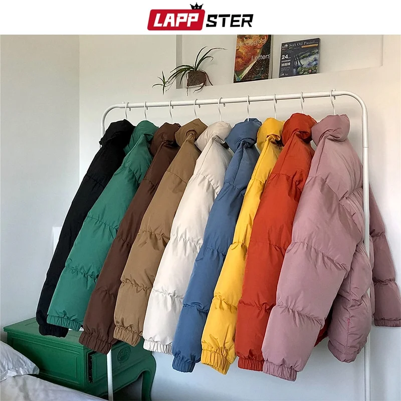 LAPPSTER Men Harajuku Colorful Bubble Coat Winter Jacket  Mens Streetwear Hip Hop Parka Korean Black Clothes Puffer Jackets