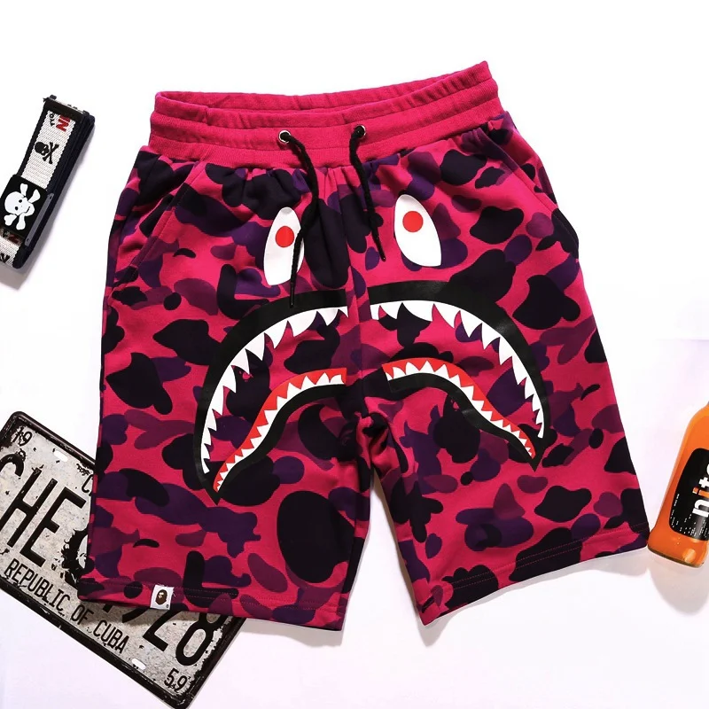 Street Style Trendy Brand Shark LOGO Printed Shorts for Men and Women for Couples
