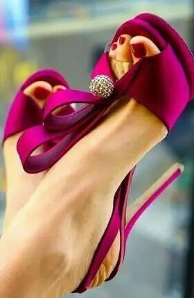 VCSHOES Women's Pink Silk Bow Knot Peep Toe Sandals Female Bling Crystal Ball Front Stiletto High Heel Banquet Shoes