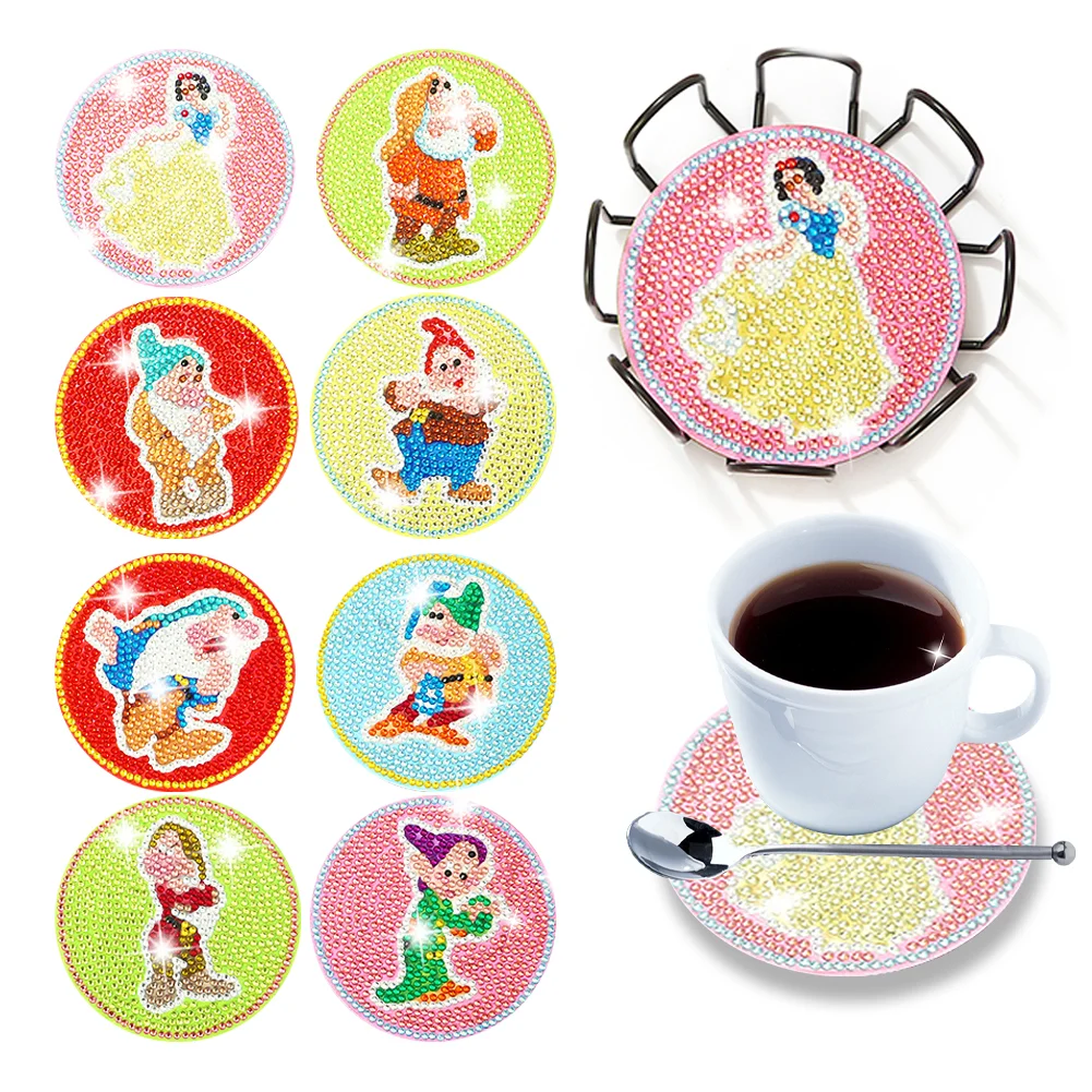 DIY Wooden Snow White Coasters Diamond Painting Kits for Beginners, Adults & Kids Art Craft Supplies