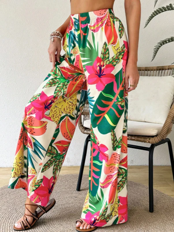 Nigikala Nigikala Hot New Print Leisure Printing Wide Legs Fashion Beach Women's Pants