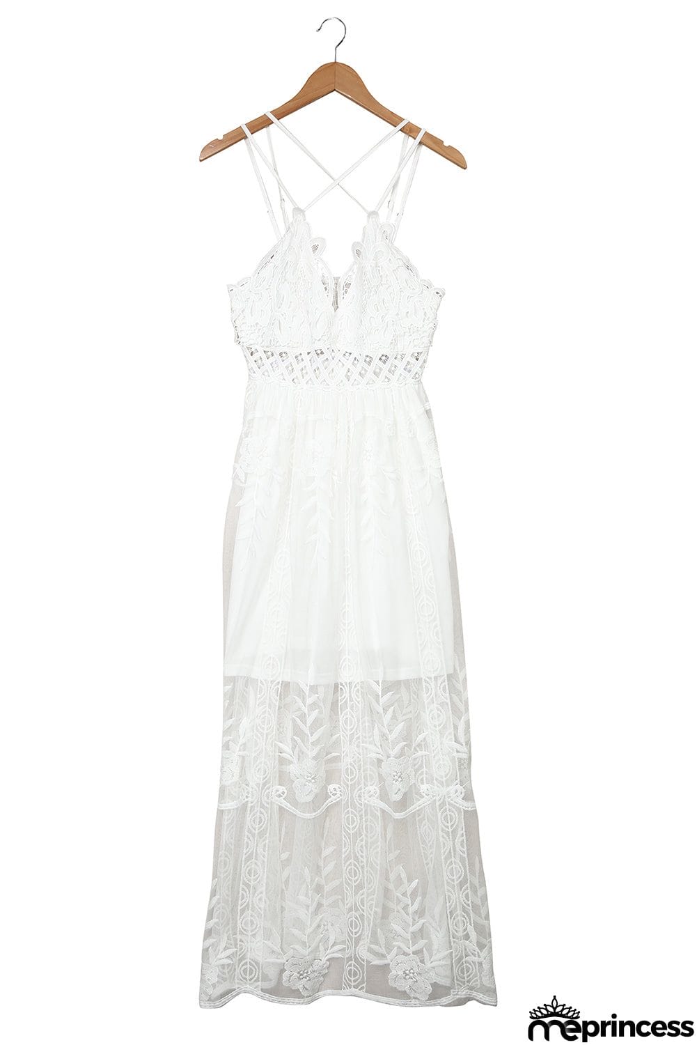 Lace Crisscross Backless Maxi Dress