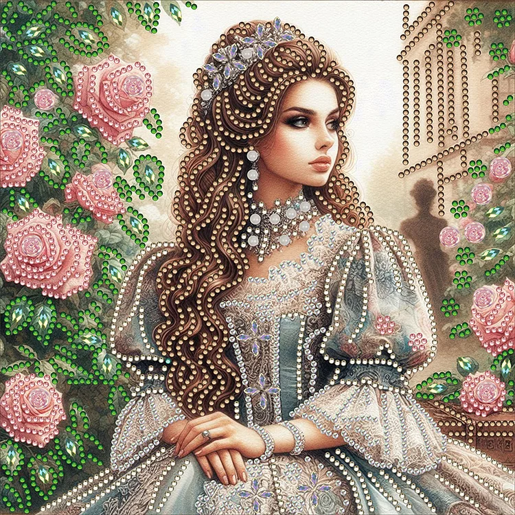 Partial Special-Shaped Diamond Painting - Literary Lady In The Garden 30*30CM