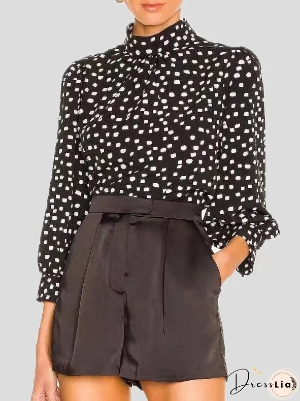 Women's Blouses Turtleneck Polka Dot Long Sleeve Blouse