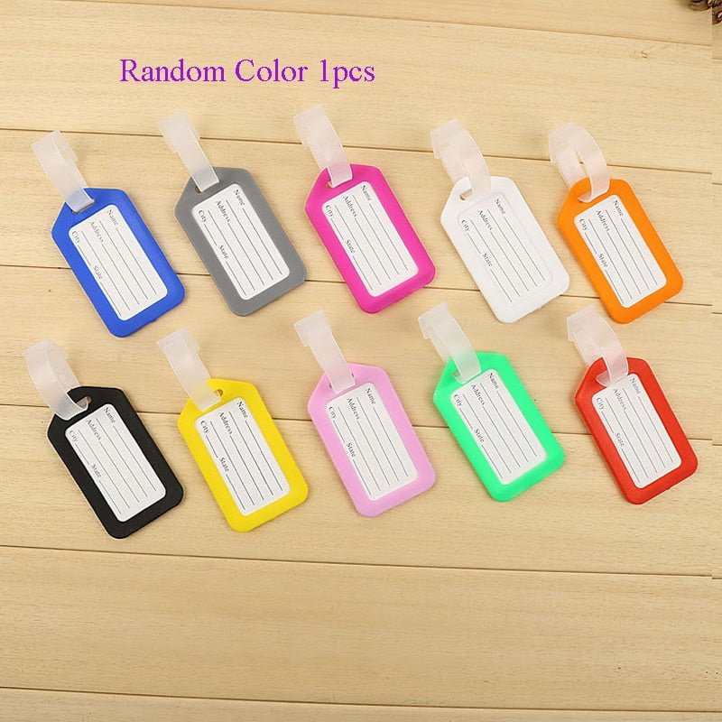 Simple Solid Color Plastic Luggage Tag Women Men Travel Suitcase ID Address Holder Baggage Tags Boarding Bag Portable Label
