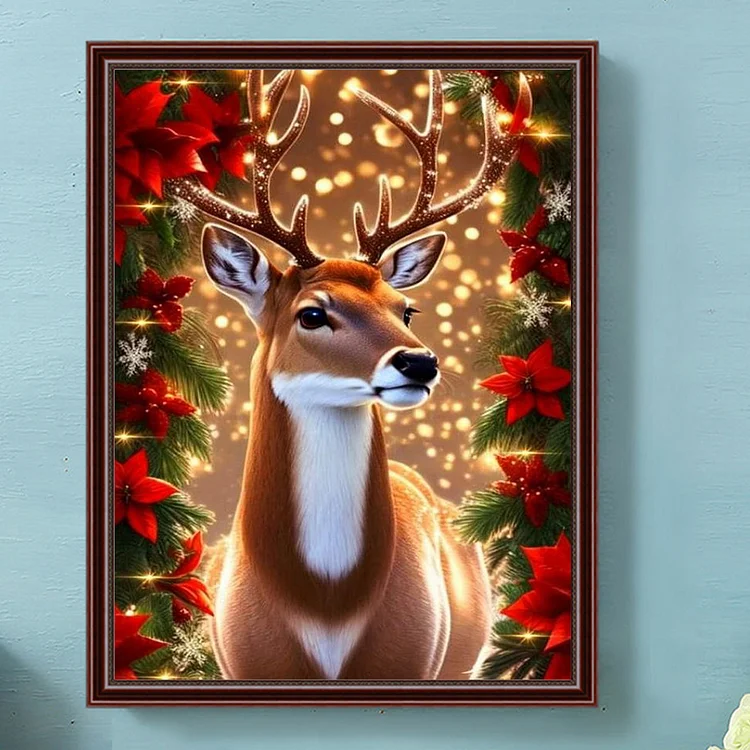 Christmas Deer - Full Round - Diamond Painting(30*40cm)