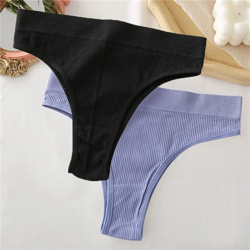 2PCS/Set Sexy Thong Panties Women's Underwear G-String Female Underpants Seamless Briefs Intimates Sexy Lingerie T-Back Pantys