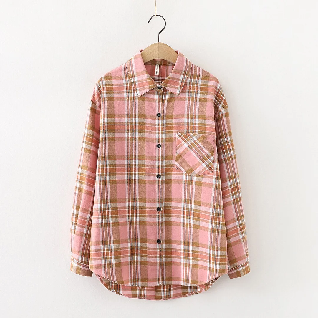 Plaid Shirts Womens Checked Blouses And Tops Long Sleeve Female Casual Print Shirt Loose Cotton Blusas Outwear Autumn News