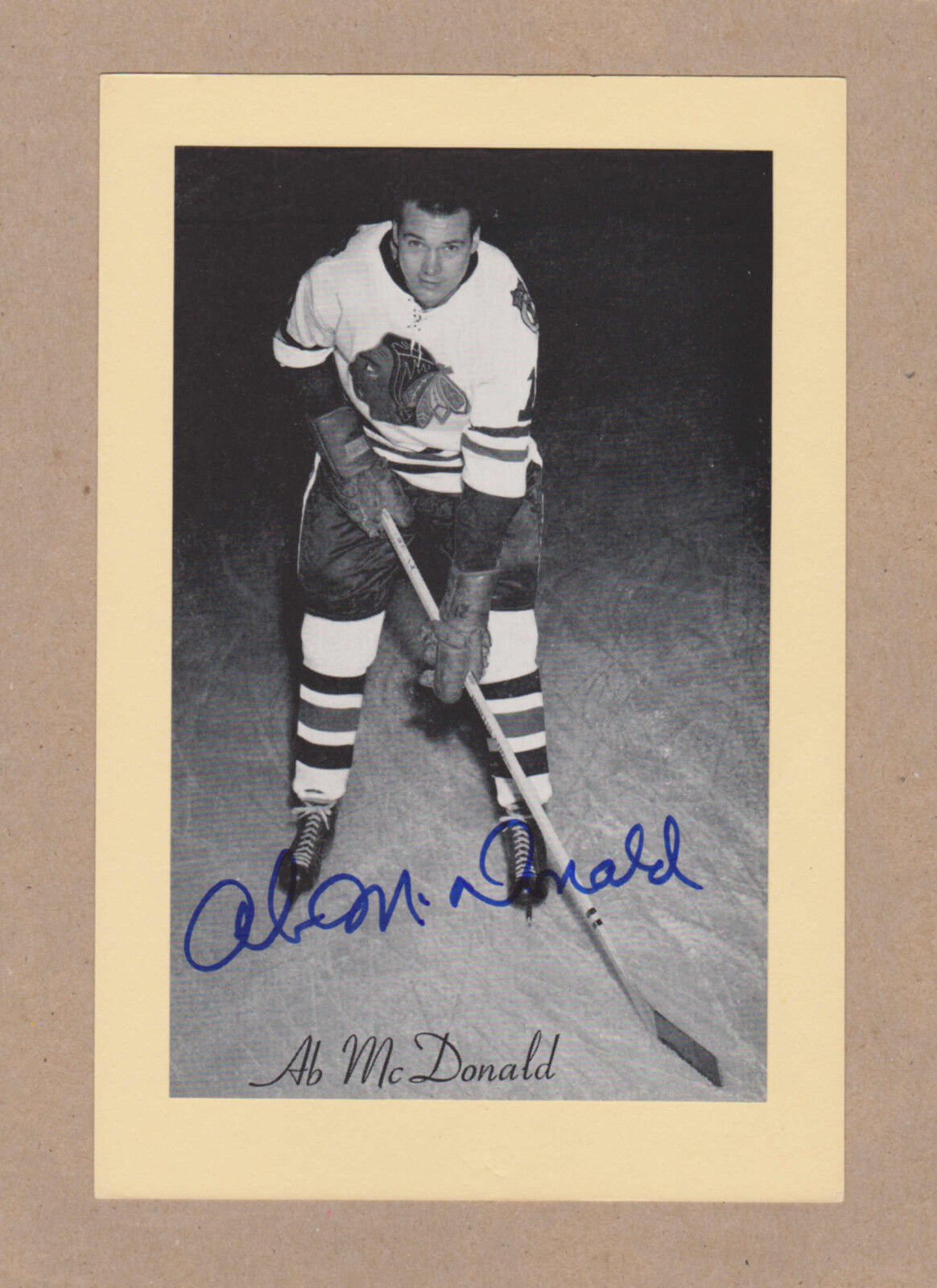 Ab McDonald signed 1944-63 Beehive Photo Poster painting-Chicago Blackhawks (Dec)