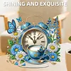 Flower Alarm Clock Diamond Dot Painting Ornament DIY Double Sided Stand