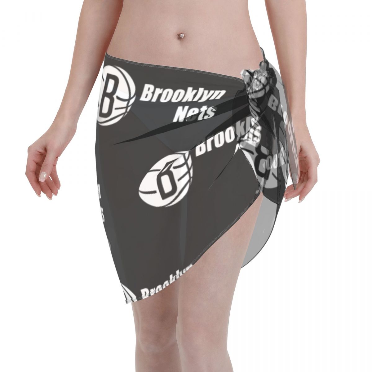 Brooklyn Nets Minimalist Women's Short Beach Sarong Cover Ups