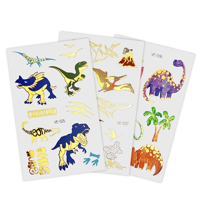24 kinds Cartoon Dinosaur Bronzing Tattoo Sticker Child Temporary Stickers Body Tatoo for Kids Cute Waterproof Temporary Tattoos
