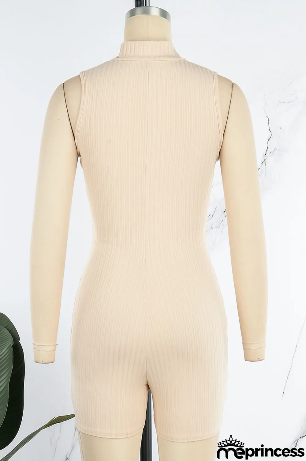 Pink Casual Solid Patchwork Zipper Collar Skinny Jumpsuits