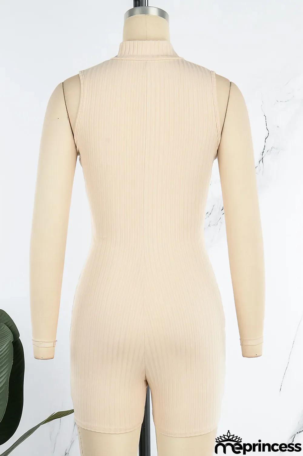 Pink Casual Solid Patchwork Zipper Collar Skinny Jumpsuits