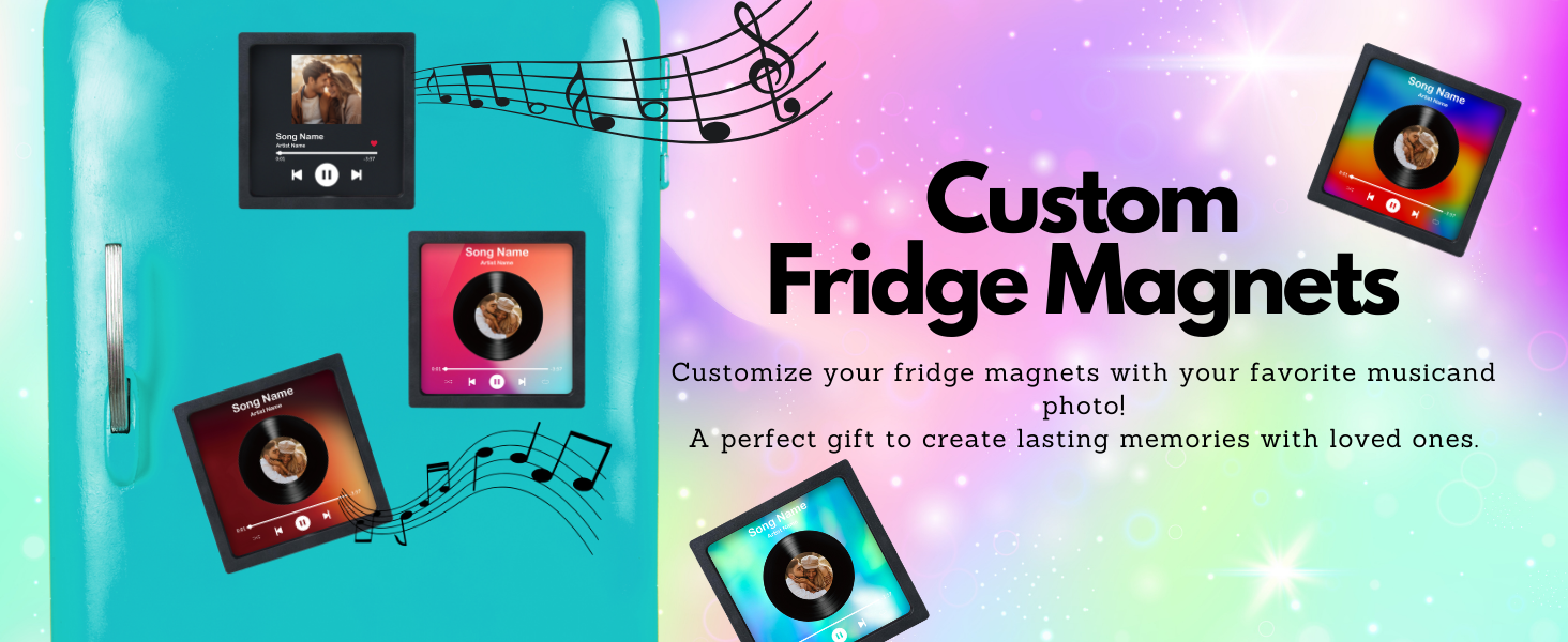Dyoart Custom Music Fridge Magnet with Photo, Personalized Album Cover Vinyl Records Magnets