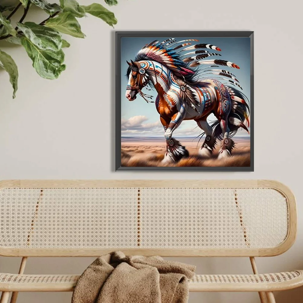 Diamond Painting - Full Round Drill - Indian Horse(Canvas|40*40cm)