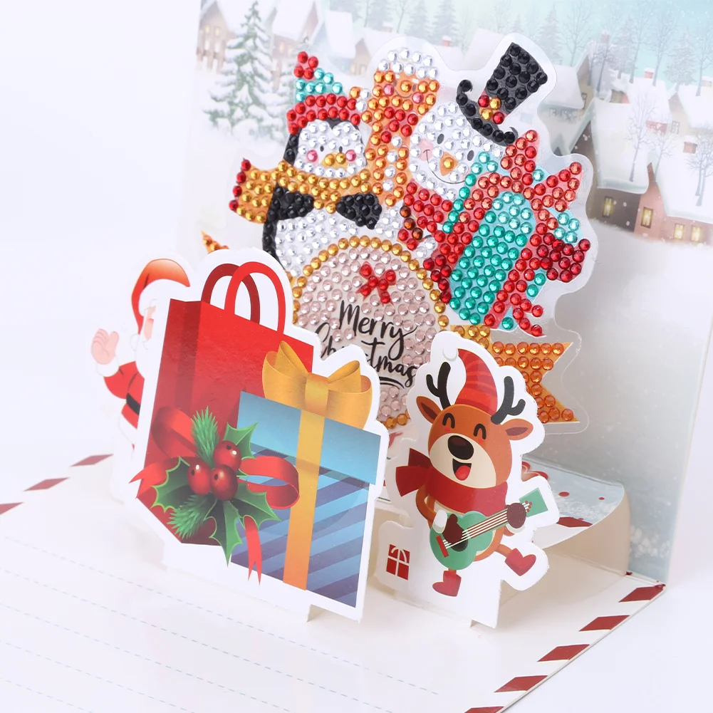 6pcs Diamond Drawing Card Santa Special Shape Gifts for Family Friends and Lover【With White Envelope】