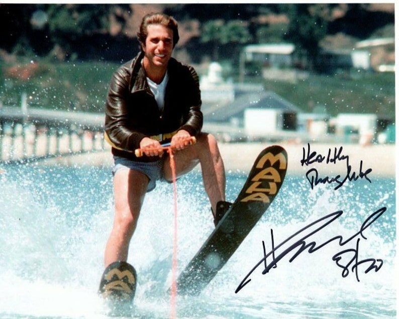 Henry winkler signed happy days arthur fonzie fonzarelli jumping the shark Photo Poster painting