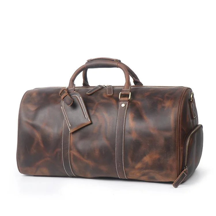 Men's Vintage Handmade Leather Duffle Sports Shoulder Bags