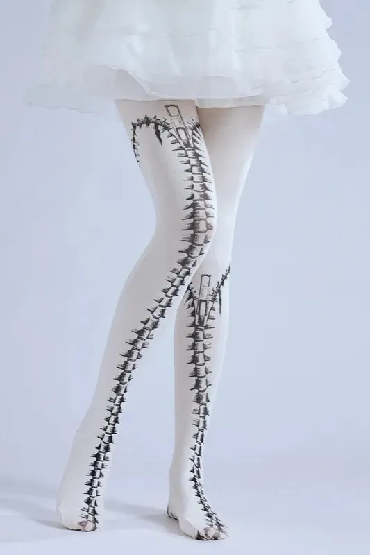 Gothic Zipper High Waist Slim Socks