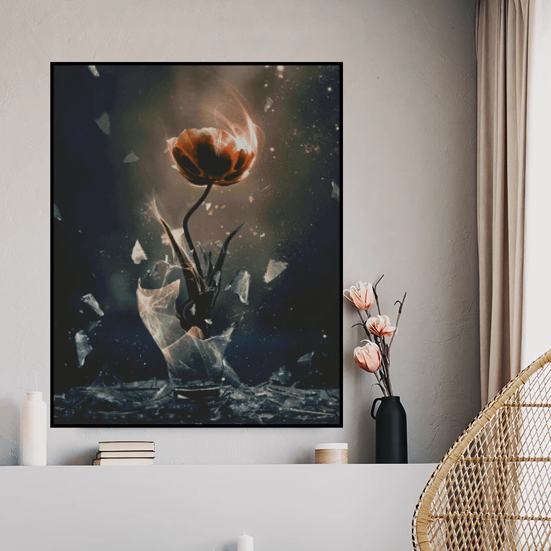 1set DIY Printed Cross Stitch Kit 【DD503- Fire Rose】printed (stamped) cross-stitch Painting Fairy Cross Stitch