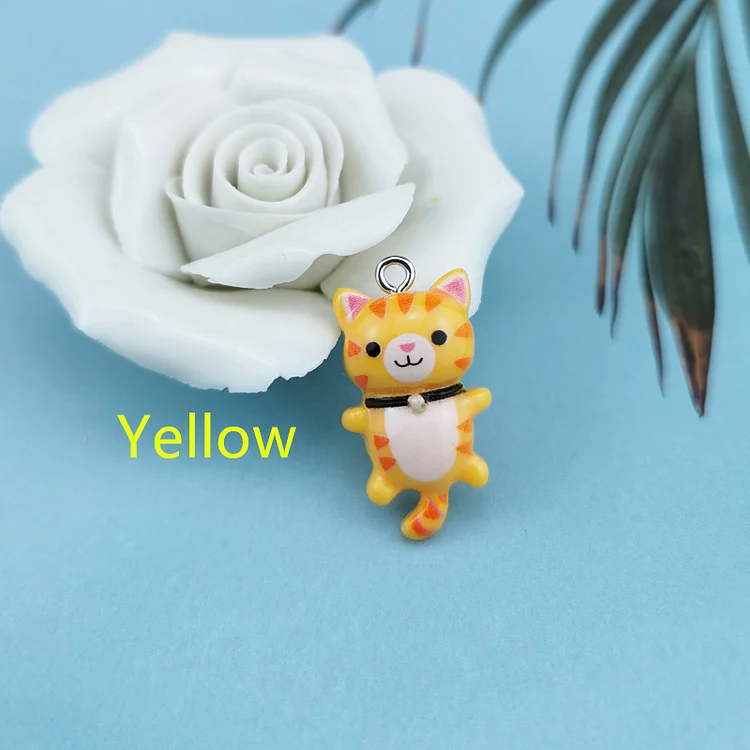 10pcs/pack Kawaii Cat Charms Pendants for Jewelry Making Animal Kitten Resin Charms Jewlery Findings DIY Craft