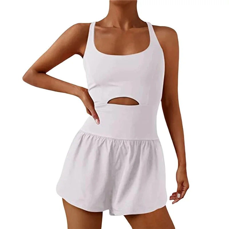 Toloer Toloer Women Tennis Dress Summer Casual Solid Color Sleeveless Open Back Athletic Mini Dresses with Pockets Sports Workout Golf Dress 1127-0-Outfit Ideas