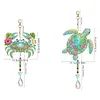 2Pcs Diamond Painting Acrylic Double Sided Crab and Turtle Wind Chime Suncatcher with Crystal Hanging Pendant