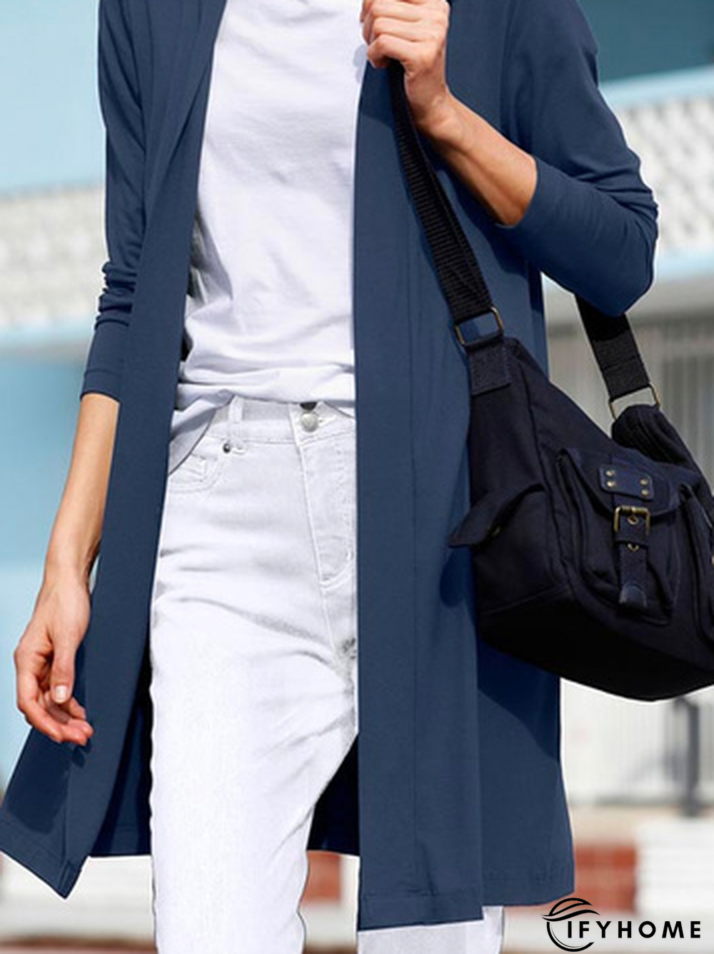 Women Casual Plain Autumn Micro-Elasticity Daily Loose Standard Long sleeve H-Line Other Coat | IFYHOME