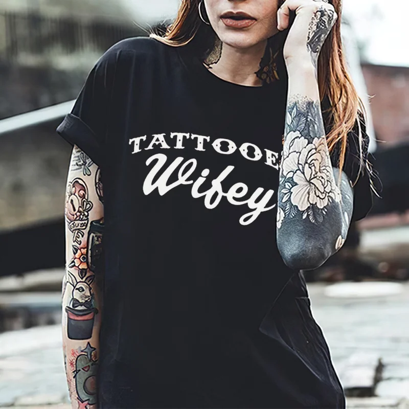 Tattooed Wifey Printed Women's T-shirt -  