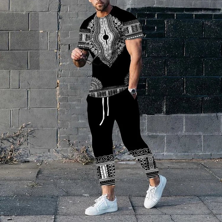 BrosWear Men's African Totem T-Shirt And Pants Co-Ord