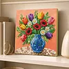 Framed Blue Vase -  DIY Button Art Painting Kit for Creativity DIY Pearl Dot Crafts for Gift Home Wall Decor 30*30CM