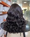 5x5 Lace Closure Wig Wavy Wig Wigs 18inches black Hair Pre Plucked Human Hair Wig