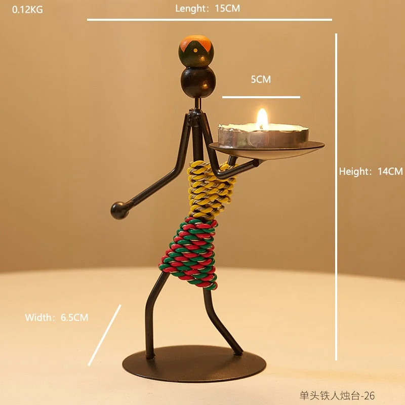 Retro Home Decoration Accessories Creative Candle Holder Iron Kitchen Restaurant Romantic Candlestick Halloween Bar desk decor