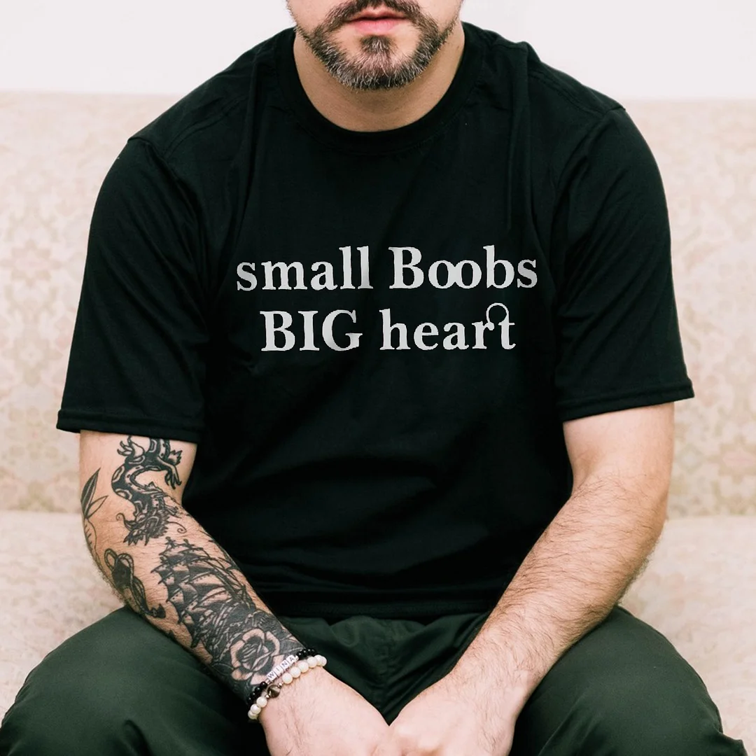 Small Boobs Big Heart Printed Men's T-shirt -  
