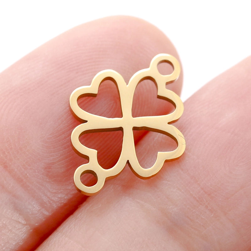 5 PCS/Package 304 Stainless Steel Leaf Four Leaf Clover Ginkgo Leaf Pendant Jewelry Accessories