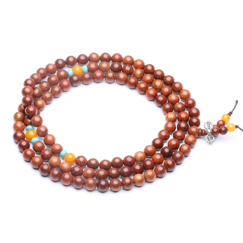 108 Beads Natural Wenge Wood Rosewood Healing Bracelet Necklace Mala